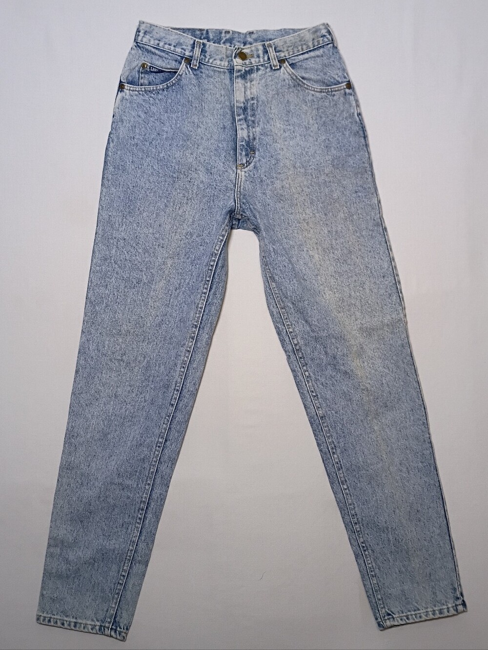 Vintage 80s Lee Womens High Waist Mom Jeans 12L Light Wash Denim 29X33 USA